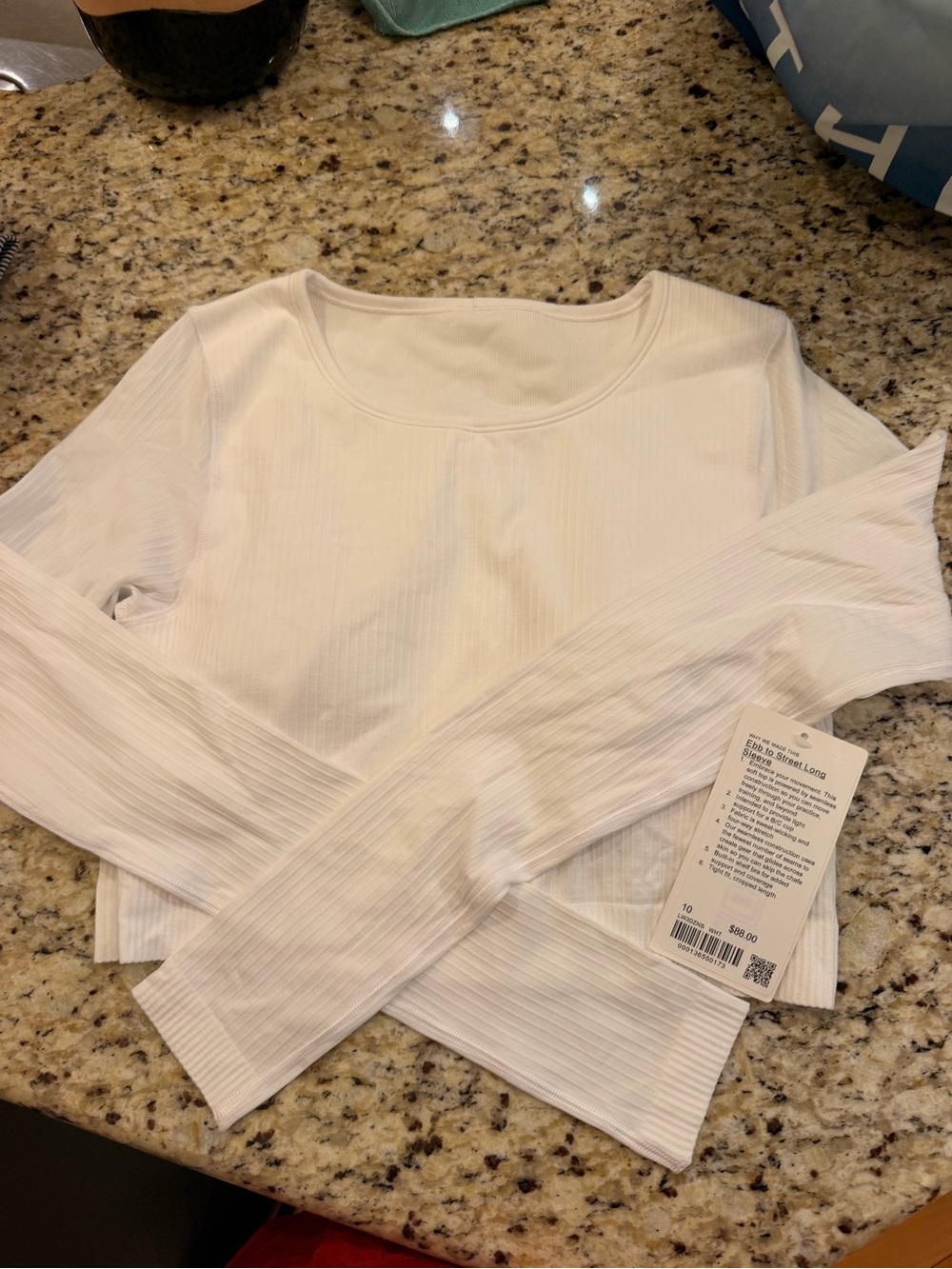 NWT lululemon athletica ebb to street White Ribbed Scoop-Neck Long Sleeve Top